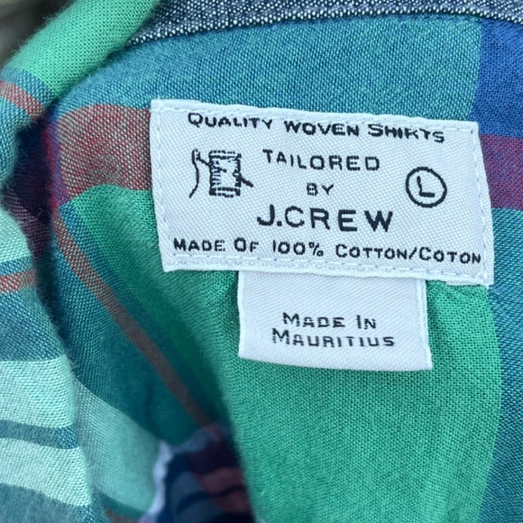 Mens J Crew Button Down Light cotton green plaid shirt in Large - Picture 4 of 8